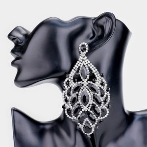 Oversized Crystal Marquise Accented Drop Evening